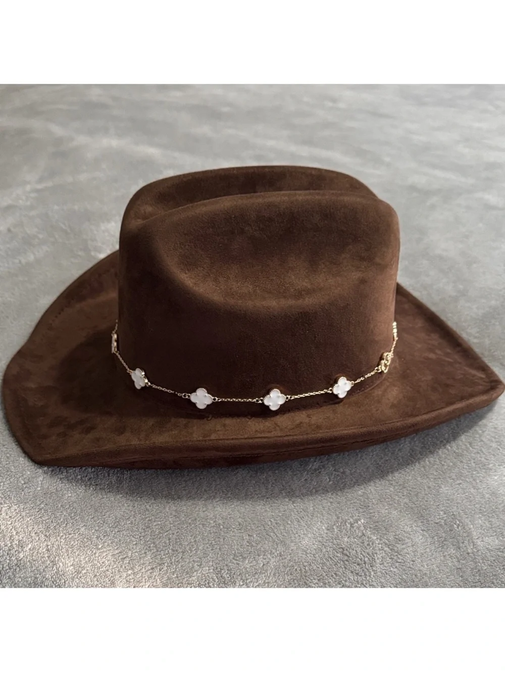 Altar’d State Brown Western Cowboy Hat with Decorative Chain
